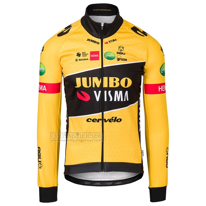 2022 Cycling Jersey Jumbo Visma Black Yellow Long Sleeve and Bib Short